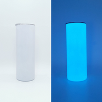 20oz Straight Sublimation GLOW IN THE DARK (White-Blue)